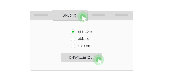 DNS 레코드 설정 화면으로 이동